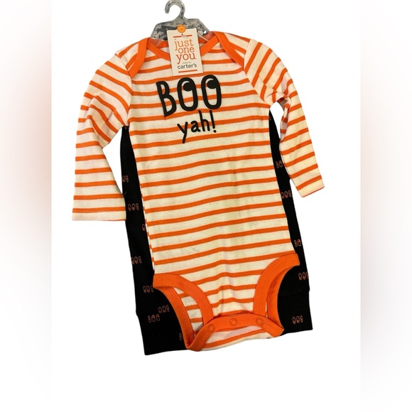 Carters Baby 'Boo Yah' Top & Bottom Halloween Set & 1st Halloween Bib NWT - Picture 2 of 7